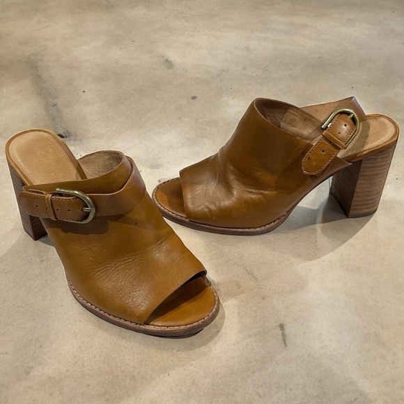 Madewell - Riley Slingback Mule Sandal Shoe Block Heel Peep Toe Leather Brown -6 - Picture 4 of 9